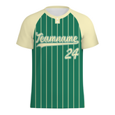 Custom Forest Green Beige Pinstripe Beige-Green Softball Jersey