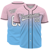 Custom Pink Blue White-Black Aunthentic Fade Fashion Baseball Jersey