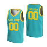 Custom Green Yellow V-Neck Rib-Knit Basketball Jersey