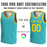 Custom Green Yellow V-Neck Rib-Knit Basketball Jersey