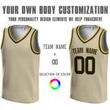 Custom Beige Black-Gold V-Neck Rib-Knit Basketball Jersey