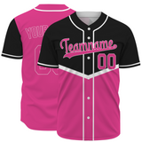 Custom Black Pink-White Authentic Tow Tone Baseball Jersey