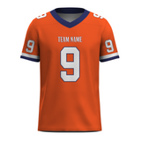 Custom Orange White-Dark Blue Mesh Authentic Football Jersey