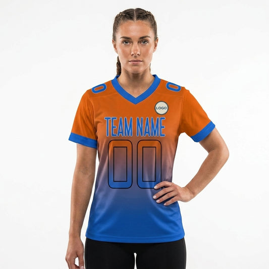 Custom Football Jersey - Orange & Blue Gradient Team Uniform - Full Sublimation