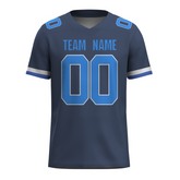 Custom Dark Gray Blue-White Mesh Authentic Football Jersey