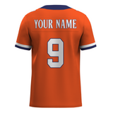 Custom Orange White-Dark Blue Mesh Authentic Football Jersey