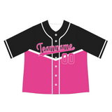 Custom Black Pink-White Authentic Tow Tone Baseball Jersey