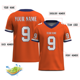 Custom Orange White-Dark Blue Mesh Authentic Football Jersey