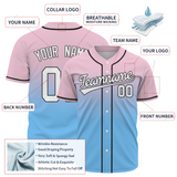 Custom Pink Blue White-Black Aunthentic Fade Fashion Baseball Jersey