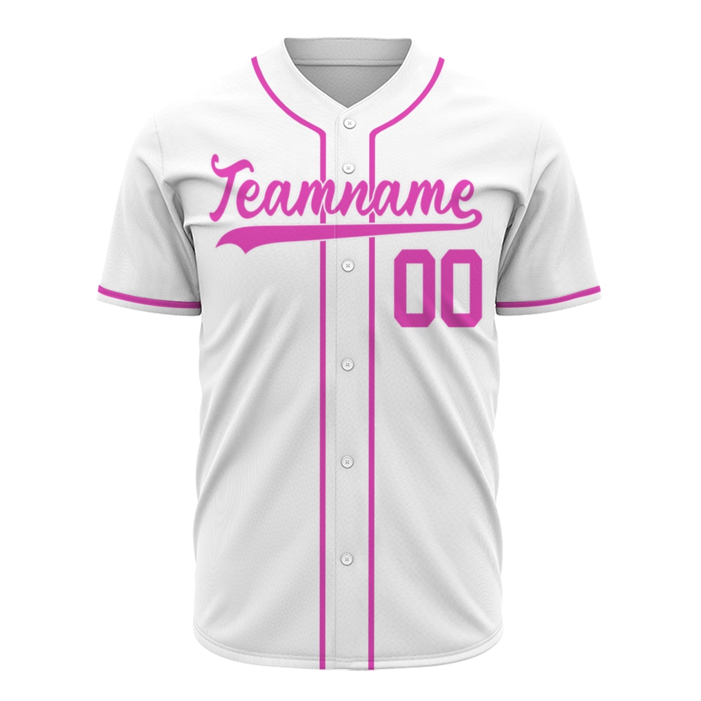 Custom Baseball Jersey - Personalized White Shirt with Pink Lettering - Full Sublimation