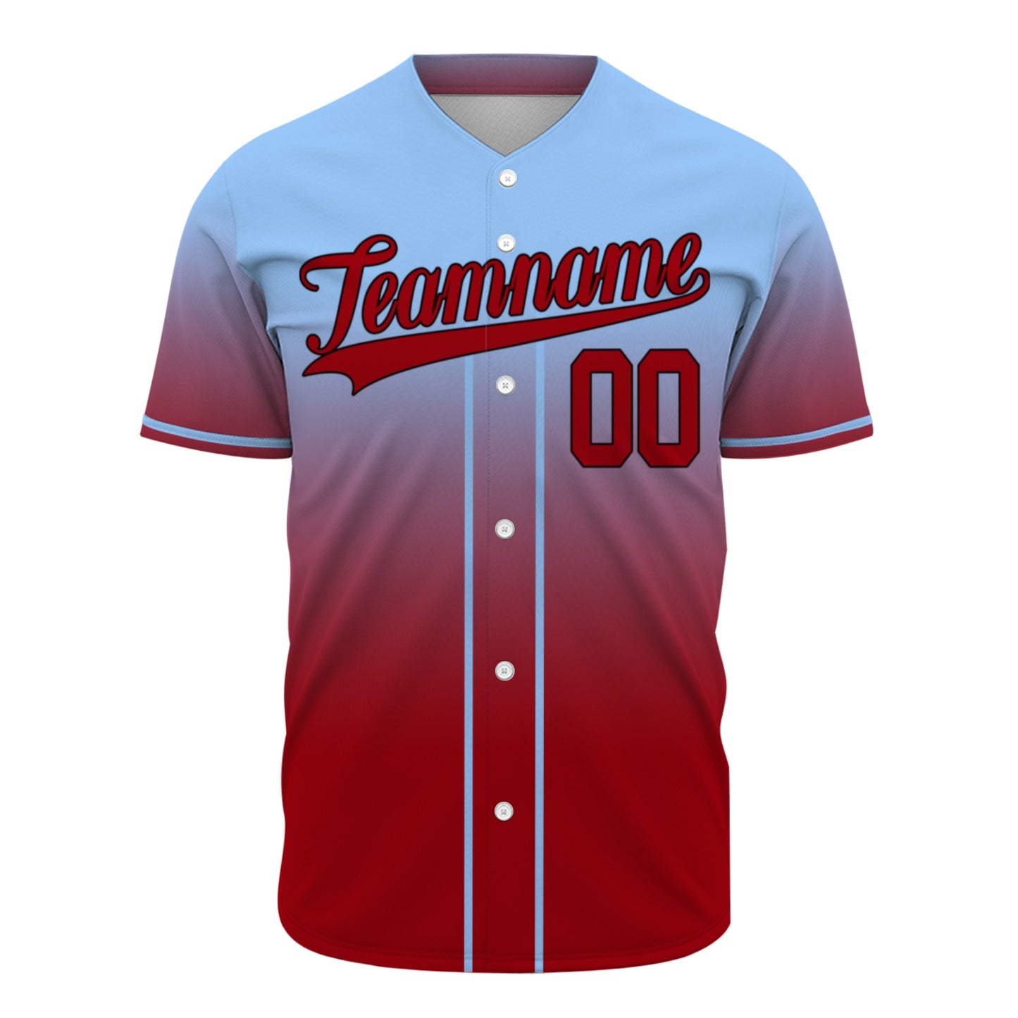 Custom Baseball Jersey - Personalized Gradient Shirt with Blue & Red Design - Full Sublimation