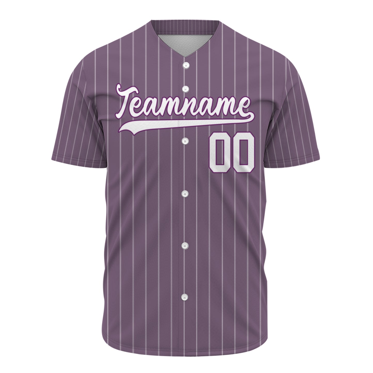 Custom Baseball Jersey - Personalized Dusty Purple Shirt with White Pinstripes - Full Sublimation