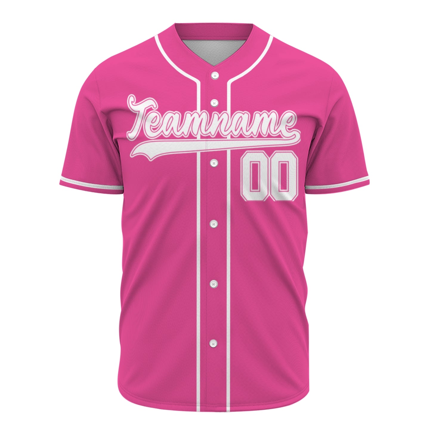 Custom Baseball Jersey - Personalized Pink Shirt with White Piping - Full Sublimation