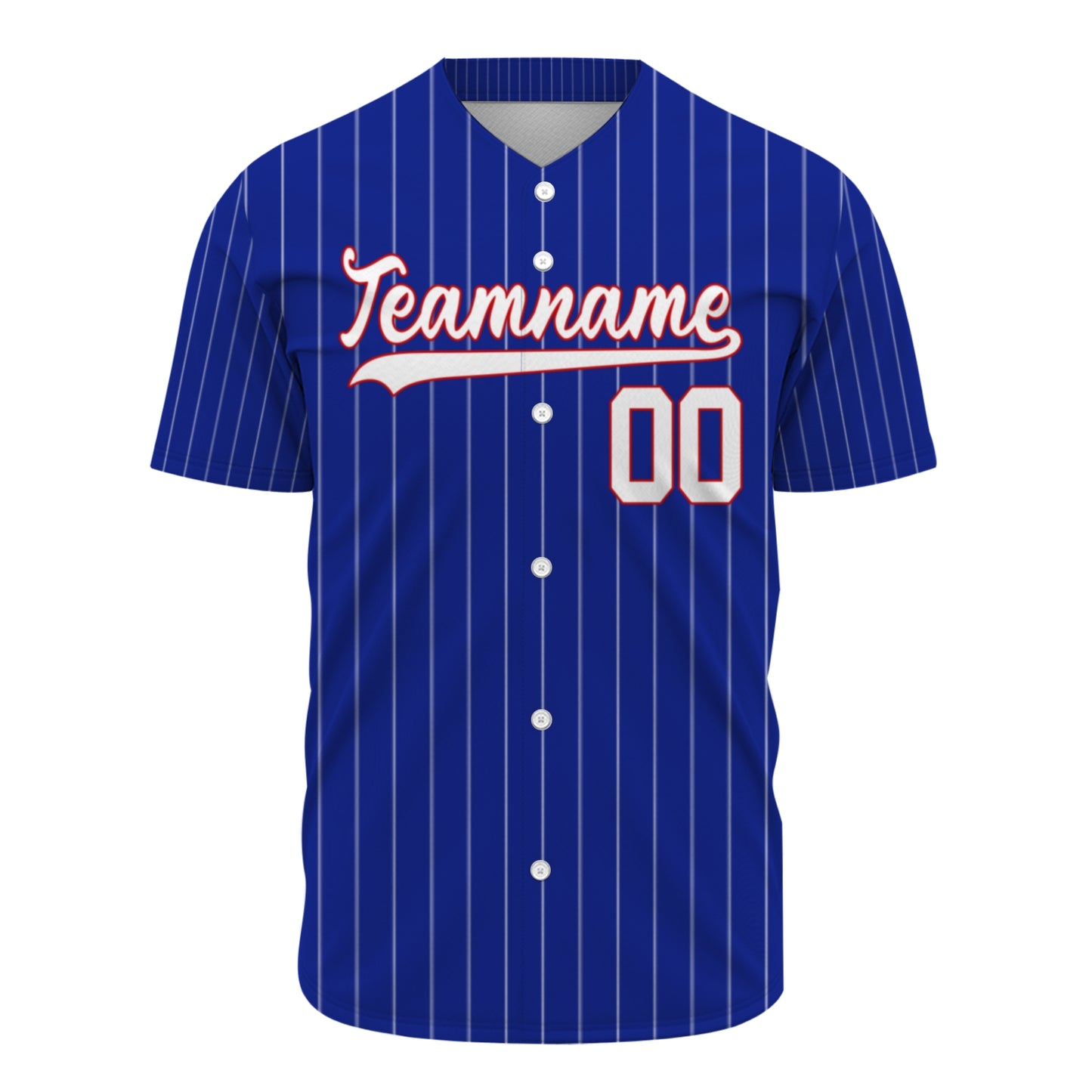 Custom Baseball Jersey - Personalized Royal Blue Shirt with White Pinstripes - Full Sublimation
