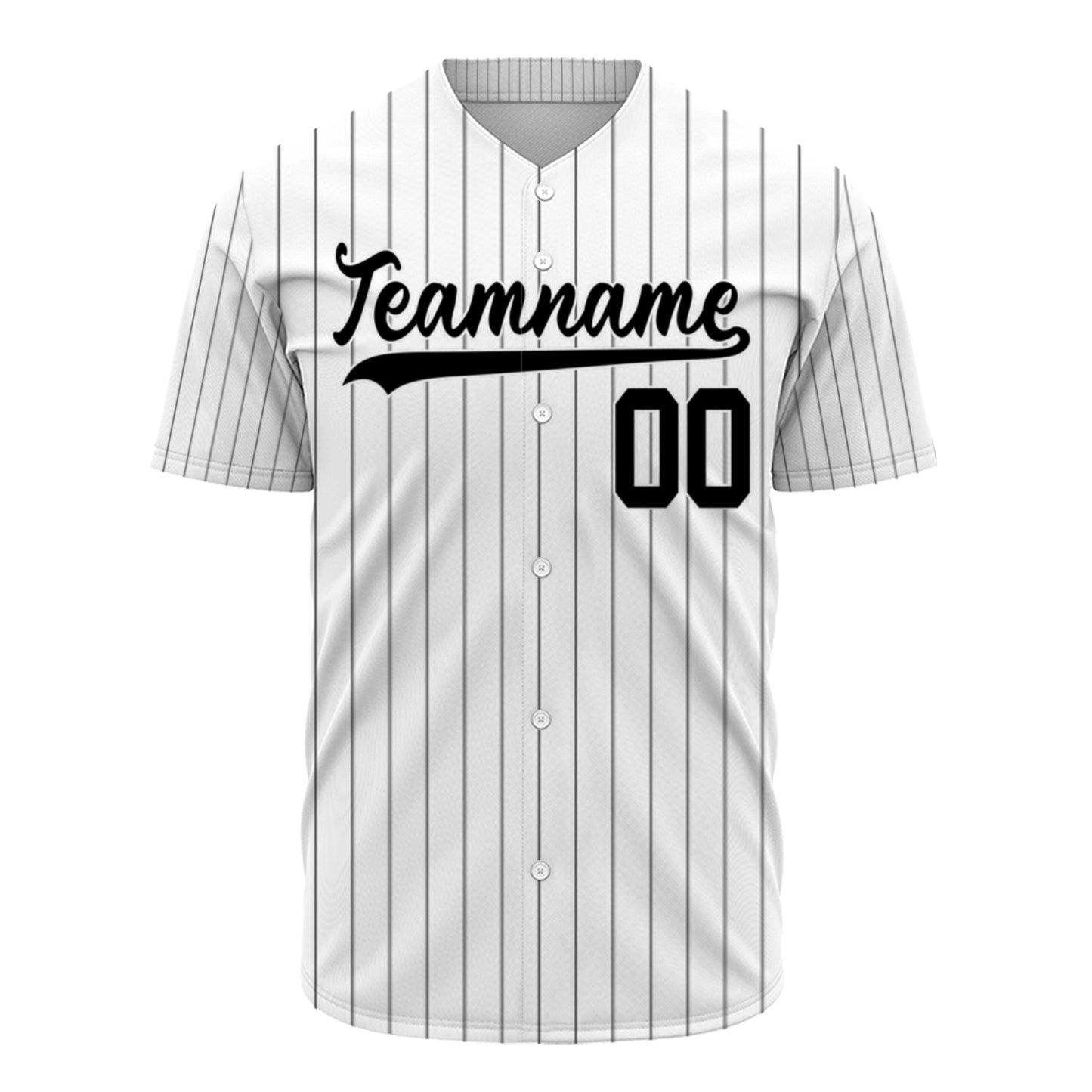 Custom Baseball Jersey - Personalized White Shirt with Black Pinstripes - Full Sublimation