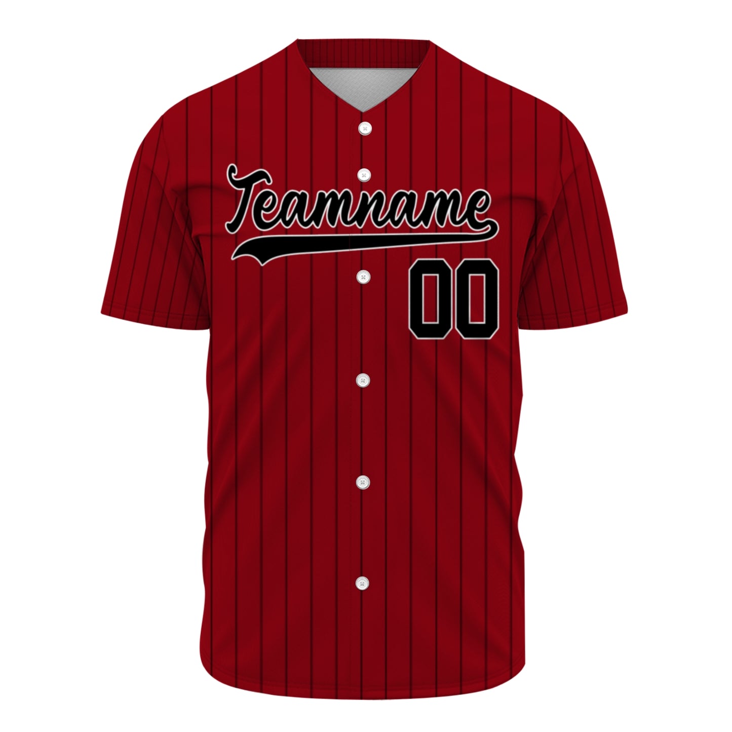 Custom Baseball Jersey - Personalized Maroon Shirt with Pinstripes & Black Graphics