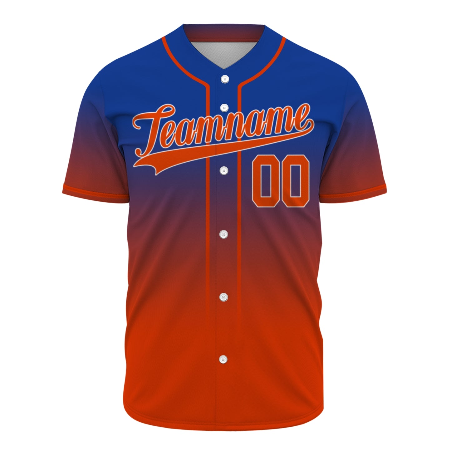 Custom Baseball Jersey - Personalized Gradient Shirt with Blue & Orange Design - Full Sublimation