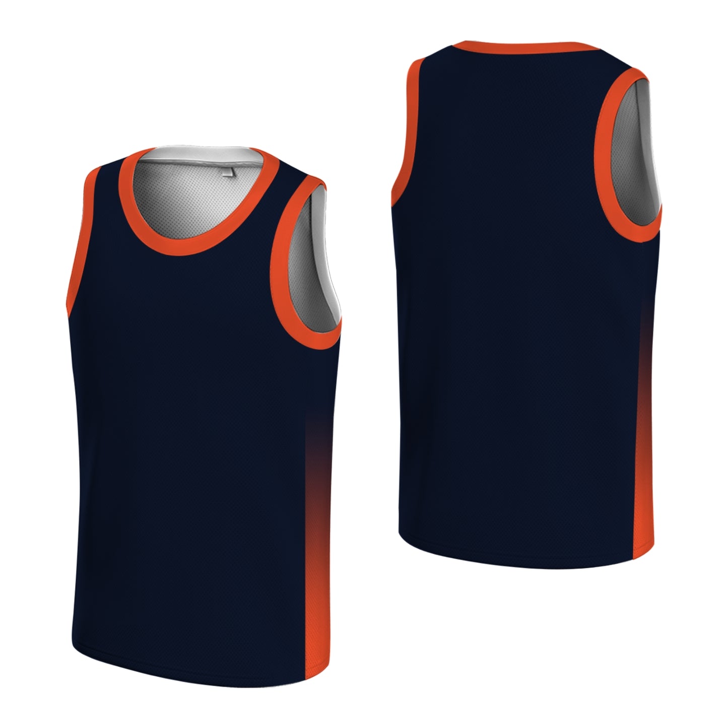 Custom Basketball Jersey - Personalized Navy Blue Tank Top with Orange Gradient - Full Sublimation