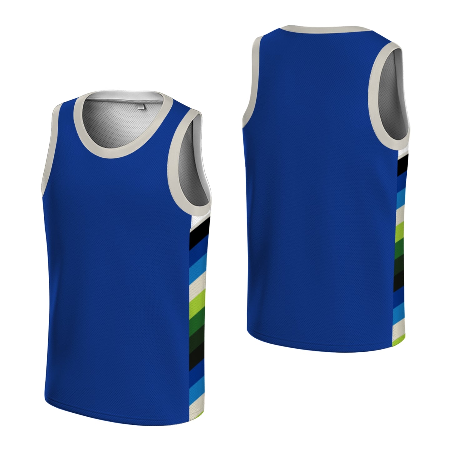Custom Basketball Jersey - Personalized Black Tank Top with White Geometric Side Panels - Full Sublimation