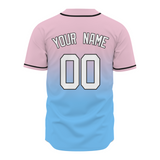 Custom Pink Blue White-Black Aunthentic Fade Fashion Baseball Jersey