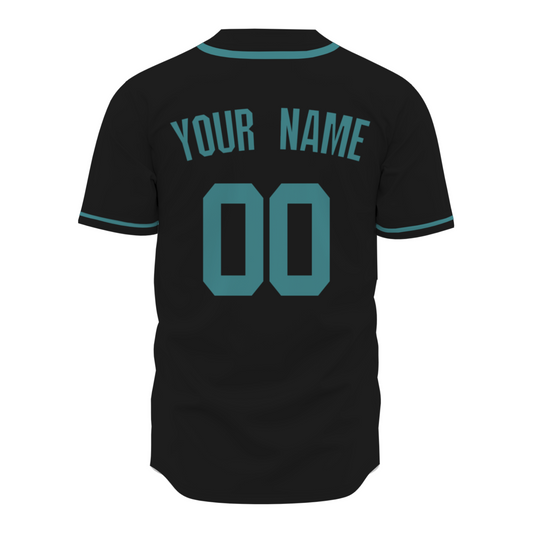 Custom Black Bluish green-Black Authentic Baseball Jersey