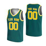 Custom  Blackish Green Yellow-White V-Neck Rib-Knit Basketball Jersey