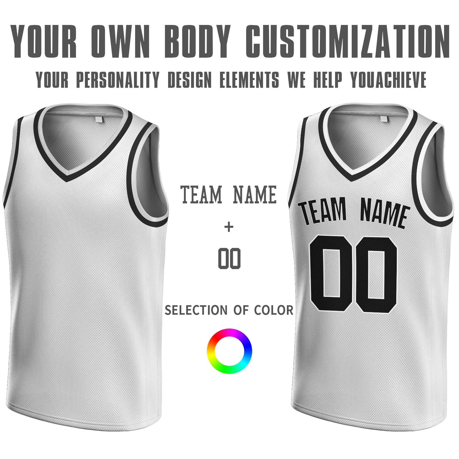 Custom White Blue-Old Gold V-Neck Rib-Knit Basketball Jersey