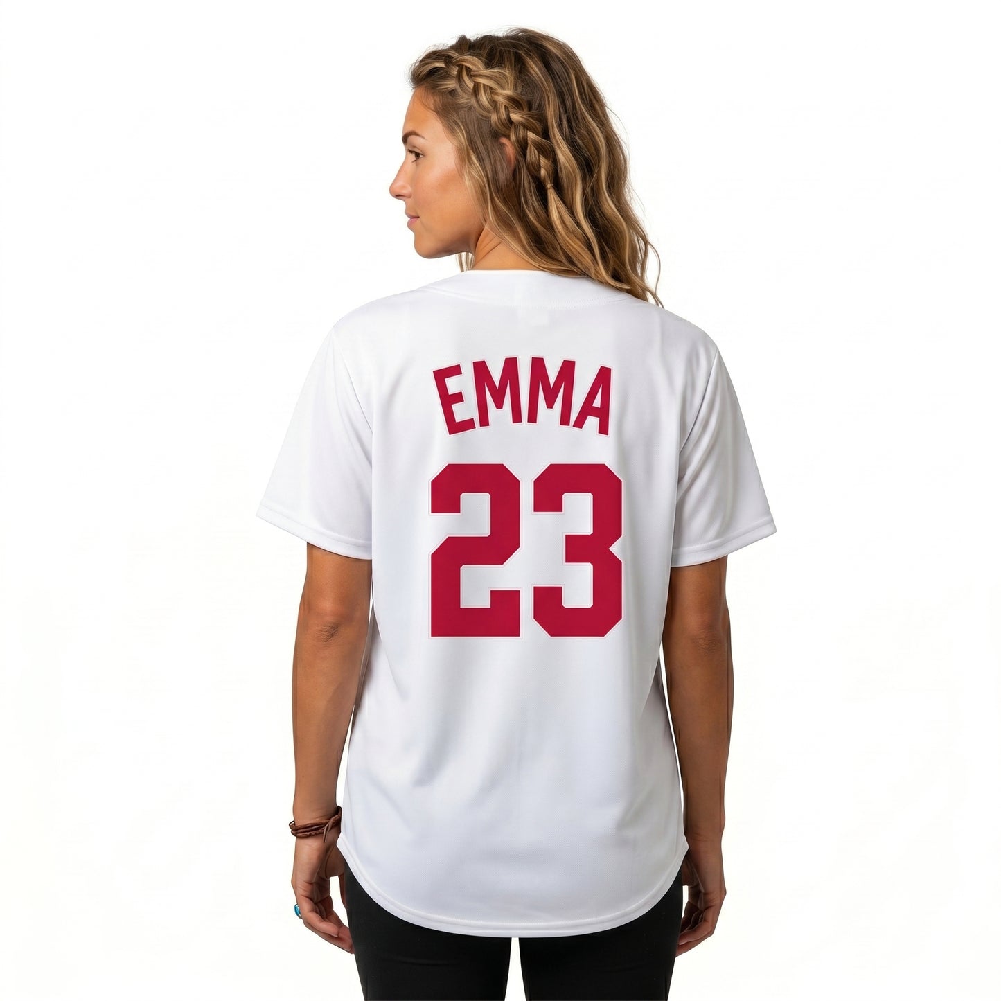 Custom Baseball Jersey - Personalized White Shirt with Red Lettering - Full Sublimation for Men Women- Personalized Team Sportswear printed or Stitched Name Number (Size S-8XL)