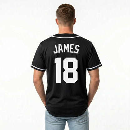 Custom Baseball Jersey - Personalized Black Shirt with White Piping - Full Sublimation for Men Women- Personalized Team Sportswear printed or Stitched Name Number (Size S-8XL)