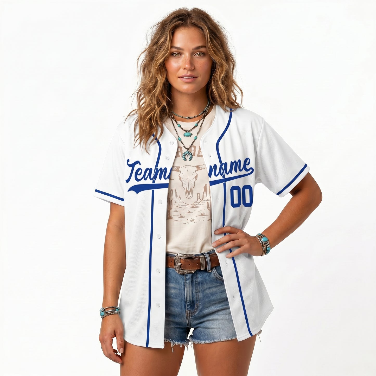 Custom Baseball Jersey - Personalized White Shirt with Royal Blue Details - Full Sublimation for Men Women- Personalized Team Sportswear printed or Stitched Name Number (Size S-8XL)