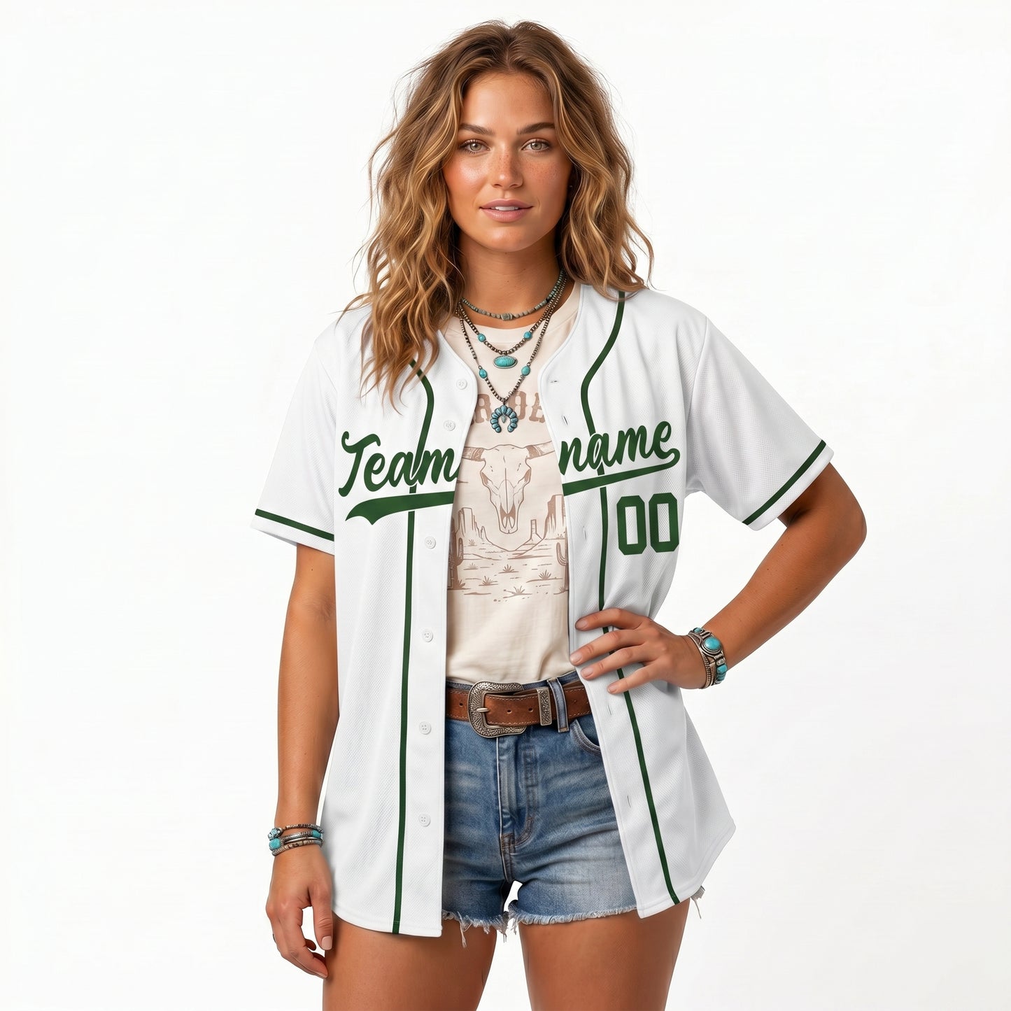 Custom Baseball Jersey - Personalized White Shirt with Green Trim - Full Sublimation for Men Women- Personalized Team Sportswear printed or Stitched Name Number (Size S-8XL)