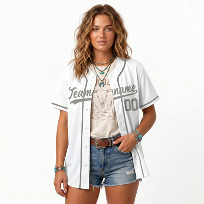 Custom Baseball Jersey - Personalized White Shirt with Grey Piping - Full Sublimation for Men Women- Personalized Team Sportswear printed or Stitched Name Number (Size S-8XL)