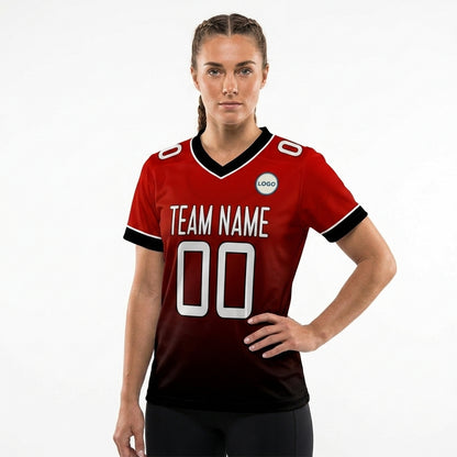 Custom Football Jersey - Red & Black Gradient Team Uniform - Full Sublimation