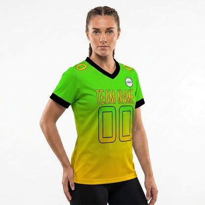 Custom Football Jersey - Personalized Gradient Design in Green & Yellow - Full Sublimation