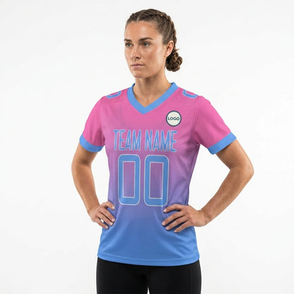 Custom Football Jersey - Personalized Pink to Blue Fade Design - Full Sublimation