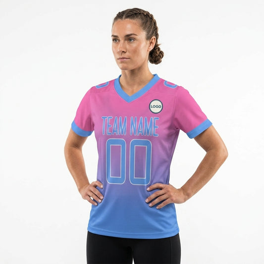 Custom Football Jersey - Personalized Pink to Blue Fade Design - Full Sublimation