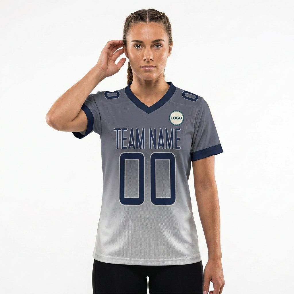 Custom Football Jersey - Personalized Grey to White Fade Design - Full Sublimation