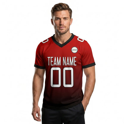 Custom Football Jersey - Red & Black Gradient Team Uniform - Full Sublimation
