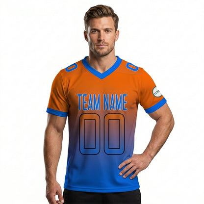 Custom Football Jersey - Orange & Blue Gradient Team Uniform - Full Sublimation
