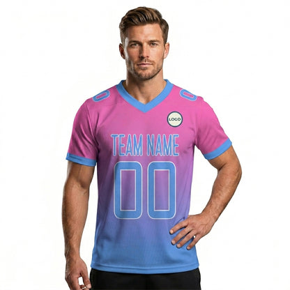 Custom Football Jersey - Personalized Pink to Blue Fade Design - Full Sublimation