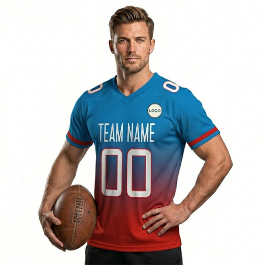 Custom Football Jersey - Navy & Orange Gradient Team Uniform - Full Sublimation