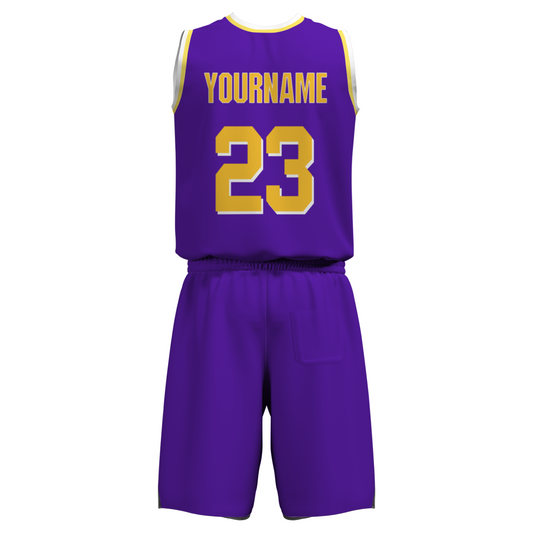 Custom Purple Mustard-White Authentic Basketball Uniform Jersey
