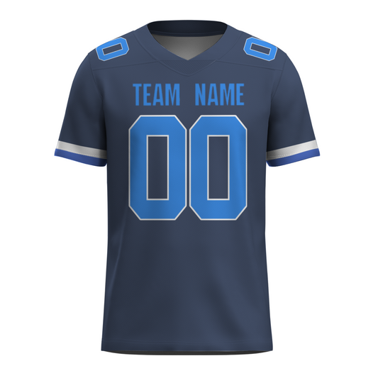 Custom  Dark Gray Blue-White Mesh Authentic Football Jersey