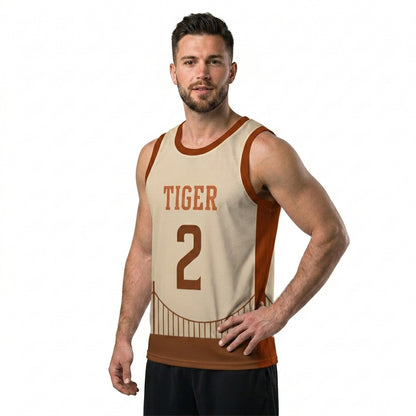 Custom Basketball Jersey - Personalized Cream & Brown Bridge Graphic Uniform - Full Sublimation