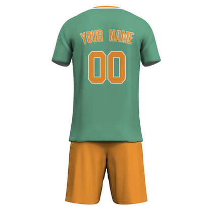 Custom White Yelow Sublimation Soccer Uniform Jersey