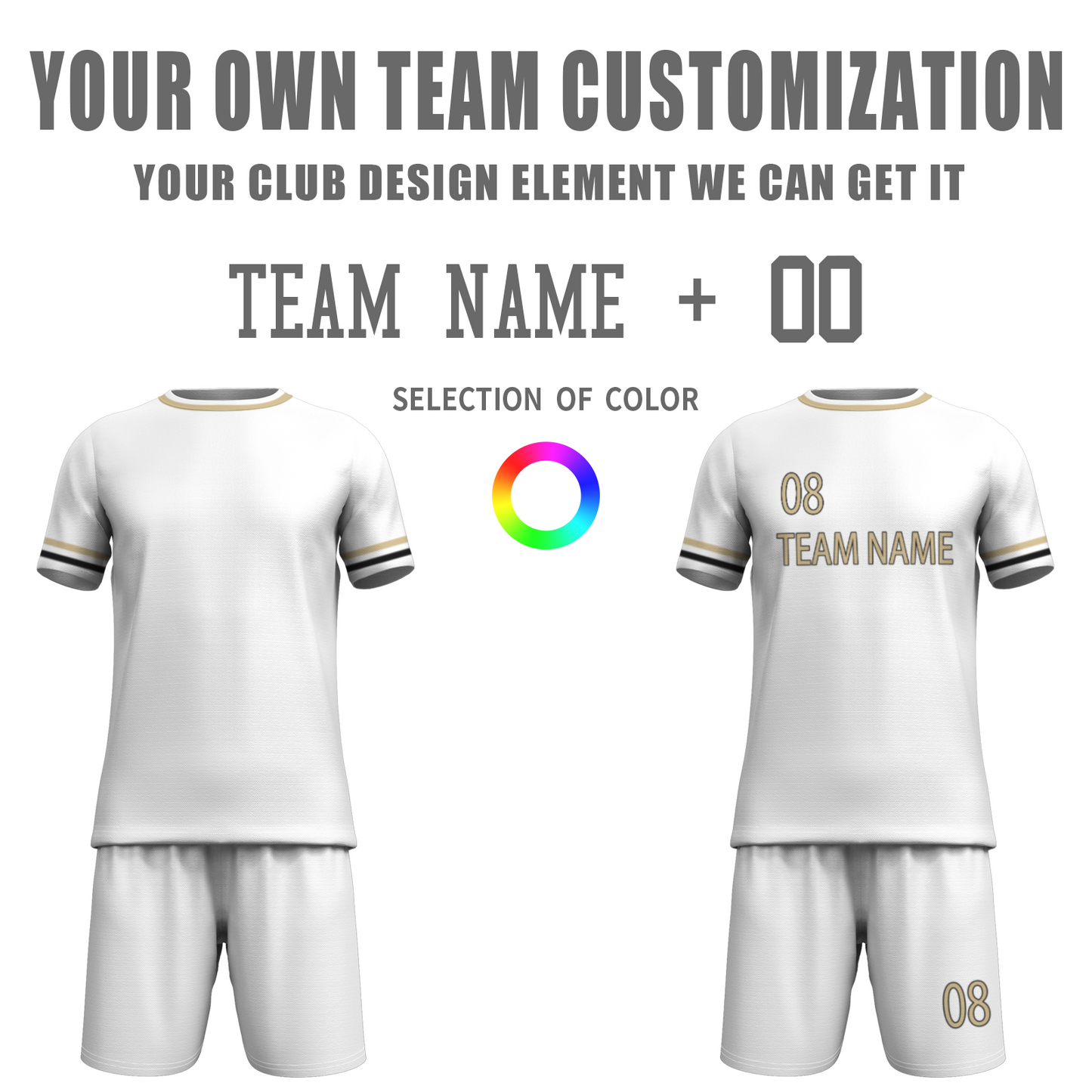 Custom White Black-White Sublimation Soccer Uniform Jersey