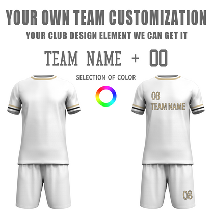 Custom White Black-White Sublimation Soccer Uniform Jersey