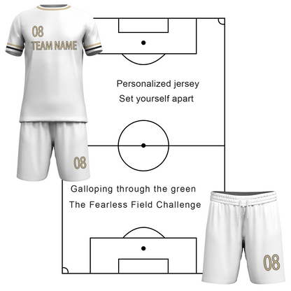 Custom White Black-White Sublimation Soccer Uniform Jersey