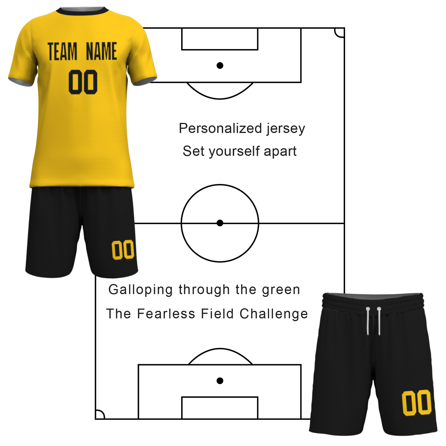 Custom  Fluorescent Green Black Sublimation Soccer Uniform Jersey