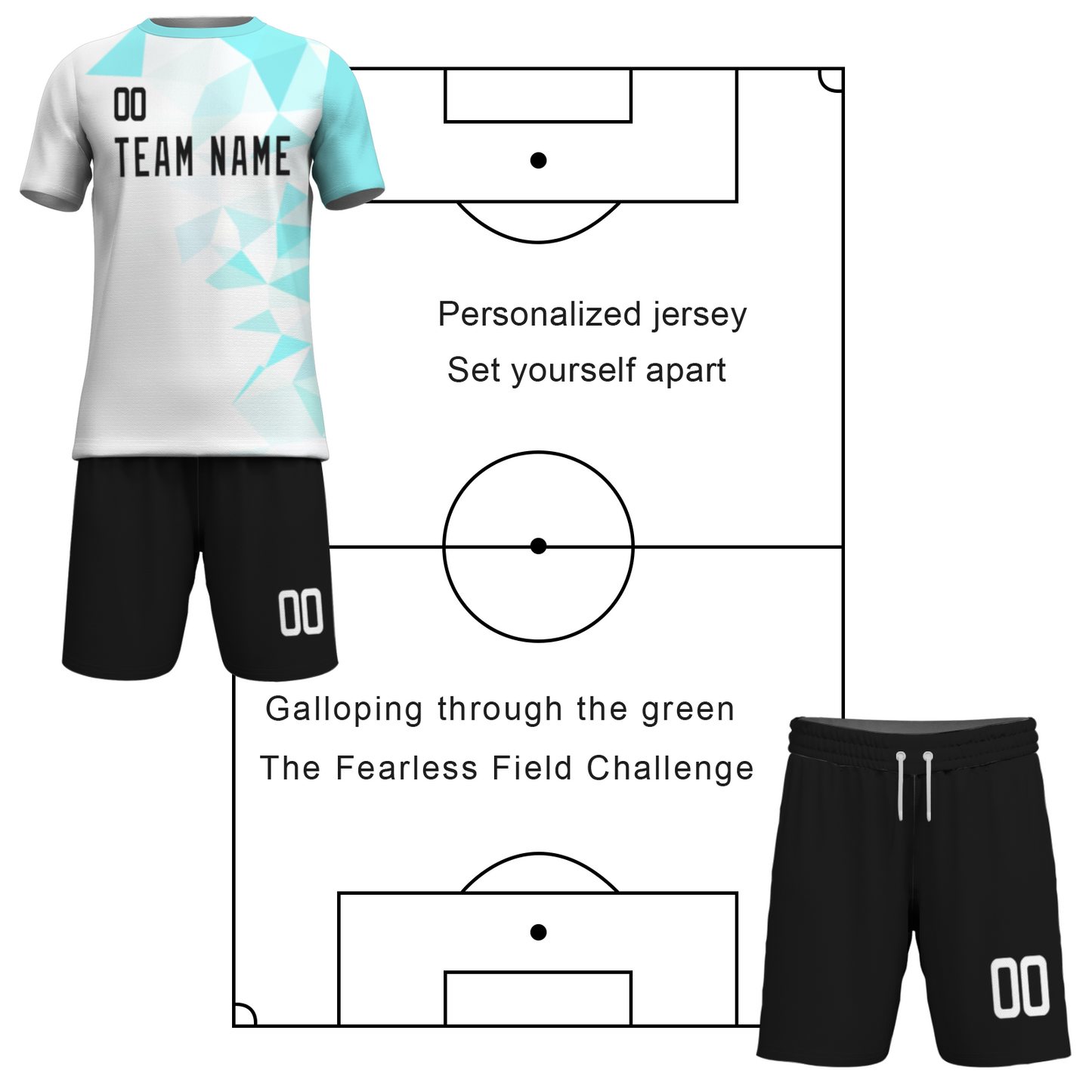 Custom White Black Sublimation Soccer Uniform Jersey